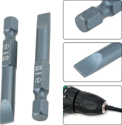 Obrázok produktu pre 10ks 1/4 palcová šesťhranná stopka 50 mm S2 sada skrutkovačov s drážkou z legovanej ocele H6.3*50*SL6mm
