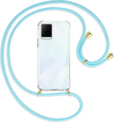 Produktbild von Handykette Backcover-Schutzhülle mit Band (Metall goldfarben) für vivo Y21s (6.51''), Y33s - himmelblau