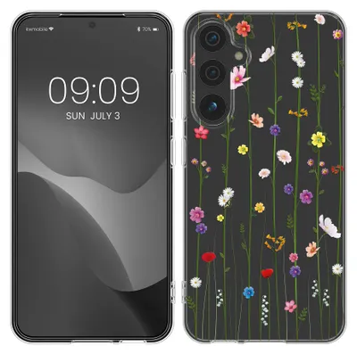 Produktbild von kwmobile Case kompatibel mit Samsung Galaxy A55 5G - Hülle Silikon transparent Wildblumen Ranke Mehrfarbig Transparent