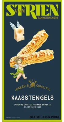 Imagen del producto de Van Strien Kaasstengels 90g – Palitos de queso crujientes y picantes como snack o guarnición