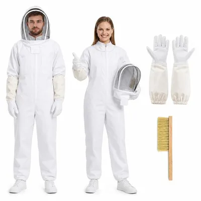 Imkeranzug XL, weiß, atmungsaktiv, abnehmbare Kapuze, Schutz vor Bienenstichen