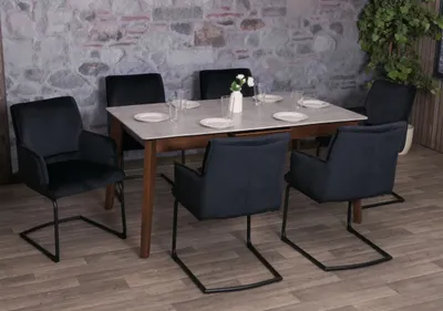 Obrázok produktu pre sada 6 konzolových stoličiek HWC-N60, jedálenská stolička kuchynská stolička, látka/textil Oeko-Tex ~ antracitovo modrá