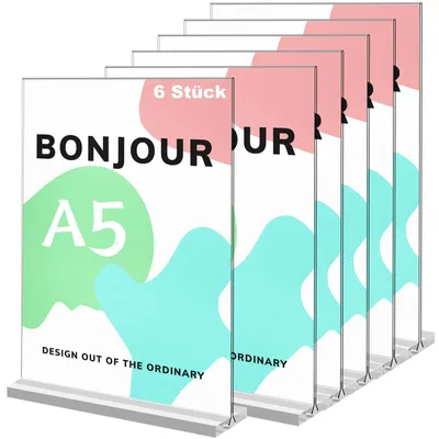 Image de Support de table double face pour cartes et brochures (format A5)