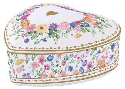 Produktbild von Porzellanschachtel Schmuckkästchen 12 cm mit Blumen LOVE