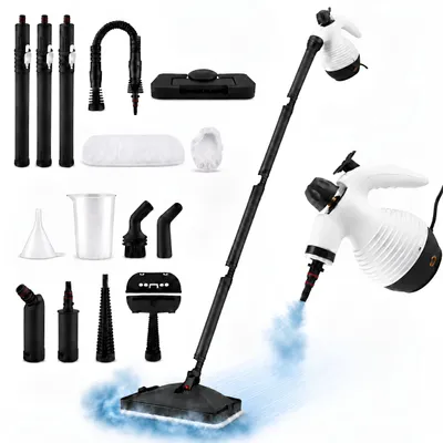 Produktbild von 2-in-1 Dampfreiniger – Mop & Handgerät, 1050W Handdampfreiniger mit 16-teiliges Zubehör, für Böden, Fenster, Sofas, Küche, mit Sicherheitsschloss
