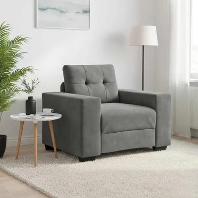 Obrázok produktu pre Tmavosivý kreslo z velúru, rozmer 100 x 78 x 80 cm