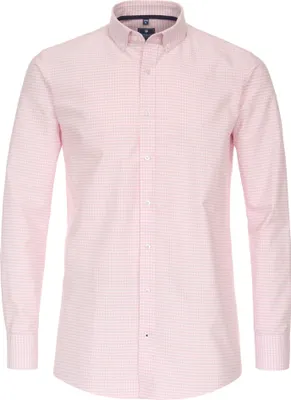 Produktbild von REDMOND Casual Herren Freizeithemd Langarm Button-Down-Kragen Variomanschette Regular Fit Baumwolle Oxford Rosa kariert Größe L