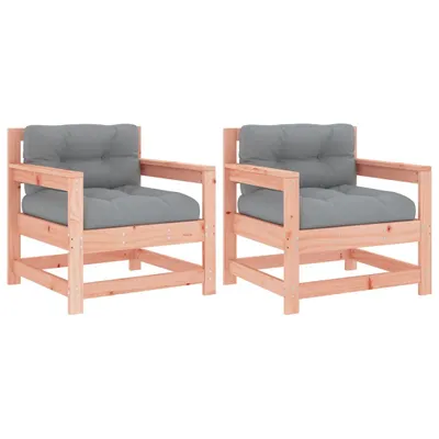 Image de Chaises de jardin avec coussins lot de 2 bois massif douglas