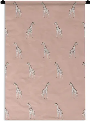 Produktbild von MuchoWow® Wandteppich Wandbehang Giraffe - Pastell - Muster 60x90 cm Tapisserie Dekoration Wandtuch - Foto-Teppich - Abwaschbar