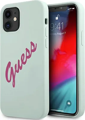 Image de Étui Guess Vintage Fuchsia Script pour Apple iPhone 12 mini, turquoise