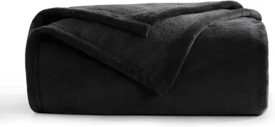 Obrázok produktu pre Flísová deka, mäkká, 130x150 cm, čierna, vhodná na pohovku a pre deti