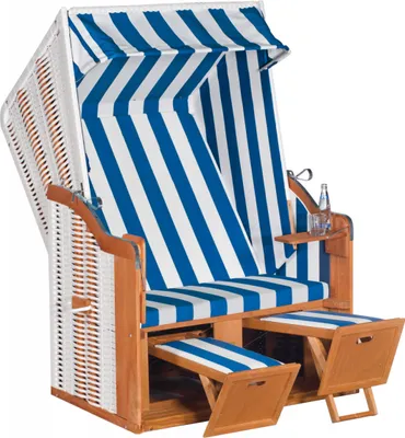 Produktbild von Müsing Strandkorb Sunny Smart Rustikal 50 Basic blau, weiß, gestreift, weiß Kunststoff, Holz, 1-teilig