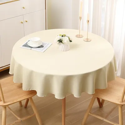 Immagine prodotto di tovaglia smiry in look lino, lavabile, effetto loto, idrorepellente, antimacchia, rotonda 140 cm, beige