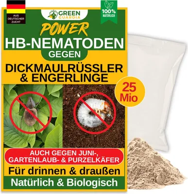 Produktbild von GREEN GUARDIA Power HB-Nematoden gegen Dickmaulrüssler & Engerlinge - 25 Mio. (50m²) -biologische Schädlingsbekämpfung, umweltfreundlich, chemiefrei.Einfach anzuwenden & Sicher für Mensch &Tier