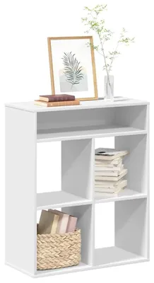 Zdjęcie produktu dla Biała witryna z półkami, idealna do salonu lub biura (66 x 31 x 80 cm)