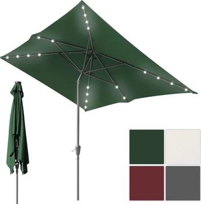 Produktbild von Hengda Sonnenschirm Rechteckig,Kurbel Knickbar Eisen Balkonschirm Marktschirm,neigbar,1.4x2.1m,LED,Grün