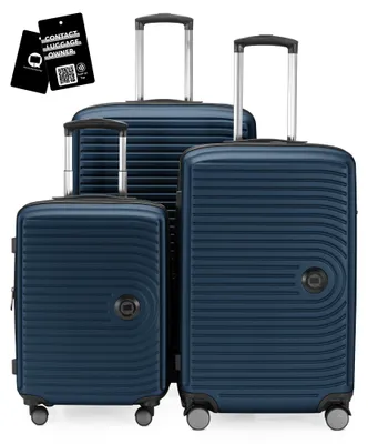 Immagine prodotto di Hauptstadtkoffer MITTE - Set di valigie 3 misure + etichetta digitale per bagagli, trolley da viaggio con espansione XL Set di valigie Bagaglio da stiva, blu scuro