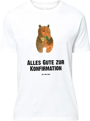Produktbild von Mr. & Mrs. Panda Größe M T-Shirt Bär Konfirmation - Weiß - Geschenk, mit Spruch, Teddy, Shirt, Kirche, Herren, Evangelisch, Gottesdienst, Tshirt