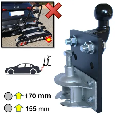 Produktbild von Höhenverstellbar Adapter für Anhängerkupplungen für Fahrradträger