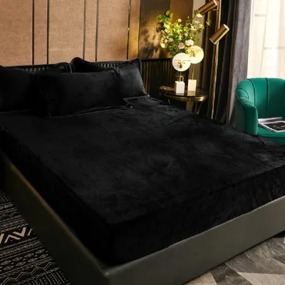 Produktbild von Spannbetttuch Mikrofaser 140x200 cm Schwarz Samtig Winter Warm