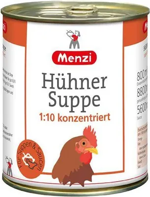 Produktbild von Menzi Hühner Suppe stark konzentriert 800 Ml Dose  würziger Geschmack Konzentriert Glutenfrei Lactosefrei
