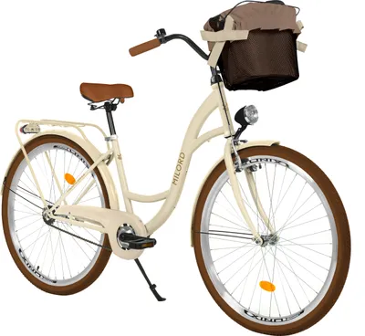 Produktbild von Milord Komfort Fahrrad Mit Korb Damenfahrrad, 28 Zoll, Beige-Braun, 1 Gang