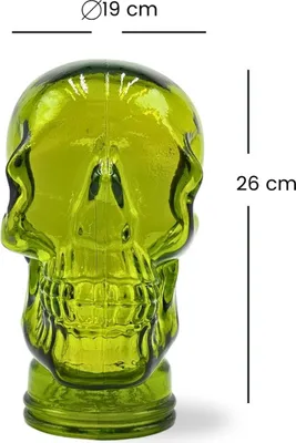 Produktbild von Glas KOPFHÖRERSTÄNDER TOTENKOPF| 26cm Glaskopf Skulptur | Farbe: T02 limette