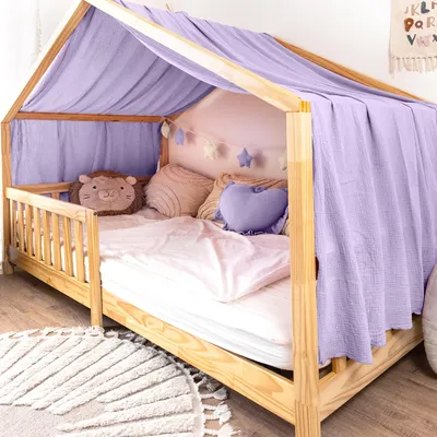 Imagen del producto de Dosel para cama casita 135x360 cm lila con aplique dorado - 1 panel de tela