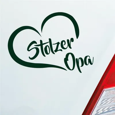 Produktbild von Auto Aufkleber Stolzer Opa Liebe Herz Großvater Enkel 12x10 cm Dunkelgrün Sticker Heckscheibenaufkleber