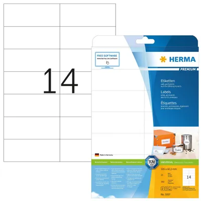 Produktbild von Etiketten Premium A4, weiß 105x42,3 mm Papier matt 350 St.