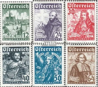 Produktbild von Briefmarken Österreich 1933 Mi 557-562 (kompl.Ausg.) mit Falz Wohlfahrtsmarken