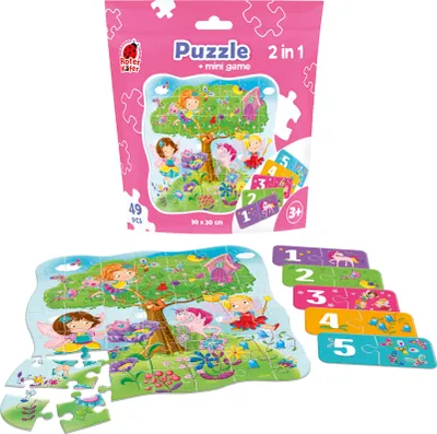 Obrázek produktu pro Puzzle 49 elementów 2w1 Wróżki z mini grą edukacyjną