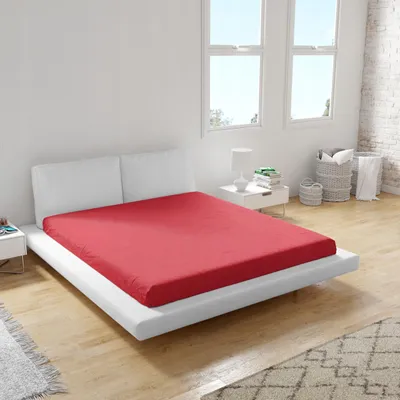 Produktbild von Bettlaken - Spannbettlaken mit Gummizug - 200x220 cm - Jersey - 160g/m2 - Rot - Hochwertiges