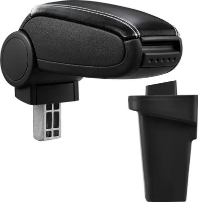 Produktbild von [pro.tec] Mittelarmlehne Passgenau für Ford Focus 3te Generation in den Baujahren ab 2011 Armauflage mit Staufach gepolstert schwarz Kunst Leder mit weissen Nähten