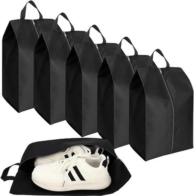 Produktbild von Reise-Schuhbeutel, 6 Stück, Extra groß, 24x18x42 cm, wasserdichter Schuhbeutel mit Reißverschluss, robuste Schuhbeutel, Schuhbeutel-Organizer, schwarz