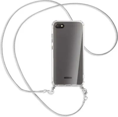 Produktbild von Handykette Backcover-Schutzhülle mit Band (Metall silberfarben) für Xiaomi Redmi 6A - silberfarbene Kette Snake