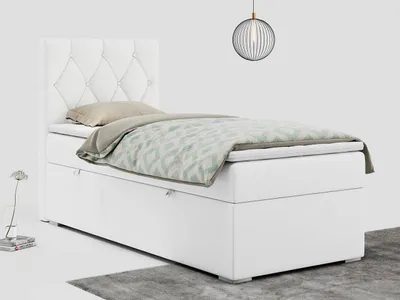 Produktbild von Einzelbett mit Bettkasten, jungenbetten 90 cm, Boxspringbett - ALDA - 90x200cm - links - Weiß - H3