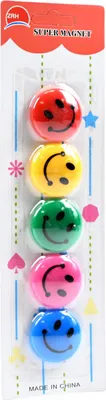 Produktbild von 5er Set Kühlschrankmagnete Smiley Emoticons Bunt 3cm - Lustige Magnete für Büro & Zuhause