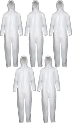 Produktbild von Robuste Einweg Overalls Schutzanzüge Maleranzüge XXL Weiß 5 Stück – Atmungsaktiv & Praktisch für vielseitigen Einsatz