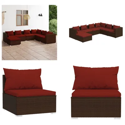 Produktbild von vidaXL 7 tlg. Garten Lounge Set mit Kissen Poly Rattan Braun - Garten-Lounge-Set - Garten-Lounge-Sets - Terrassen-Lounge-Set - Terrassen-Sofa-Set