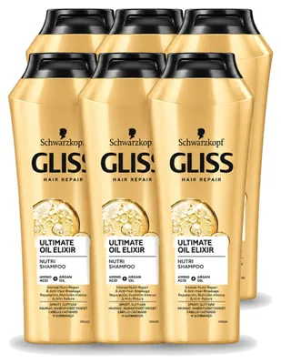 Productafbeelding van 6 x Gliss Kur Ultimate Oil Elixir Shampoo - 250 ml - Voordeelverpakking - 6 stuks