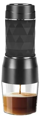 Produktbild von Espressomaschine - Manuelle Kaffeemaschine - Für Kapseln und Kaffeepulver - Tragbarer Reise-Kaffeebereiter - Kunststoff - Schwarz