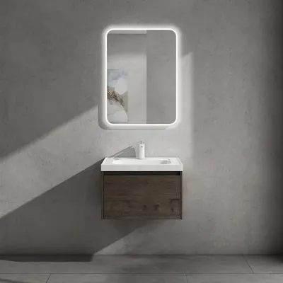 Produktbild von doporro Badmöbelset Waschbecken-Unterschrank mit Soft-close in Grau-braun für Badezimmer 60x50X40cm inkl. Mineralguss-Waschbecken Salerno