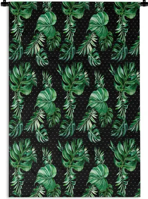 Produktbild von MuchoWow® Wandteppich Wandbehang Blumen - Blätter - Monstera 90x135 cm Tapisserie Dekoration Wandtuch - Baumwolle - Wandskulptur