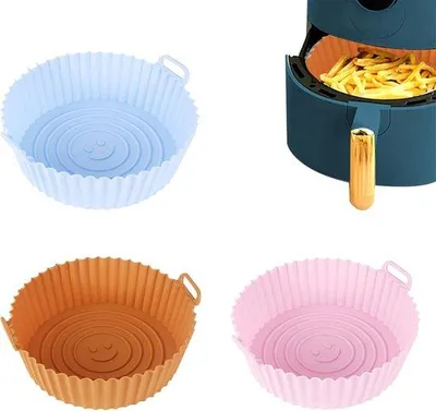 Produktbild von Famanu Silikon-Topf für Heißluftfritteuse - Universelle Form - Wiederverwendbare Backmatte - Für Nutzung in Mikrowelle - Ofen - Induktionskochplatte