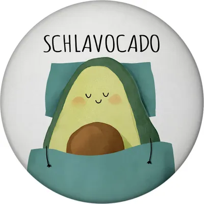 Produktbild von Schlafende Avocado Magnet mit Flaschenöffner rund mit Spruch Schlavocado