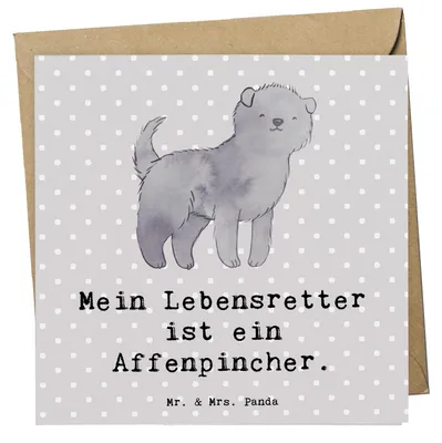 Produktbild von Mr. & Mrs. Panda Glückwunschkarte Affenpincher Lebensretter - Grau Pastell - Geschenk, anlasskarte, Klappkarte, faltkarte, doppelkarte, Grußkarte