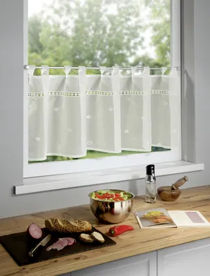 Produktbild von Sehlbach Schlaufenpanneau Rautenstickerei mit Spitzenborte natur 135 x 45 cm