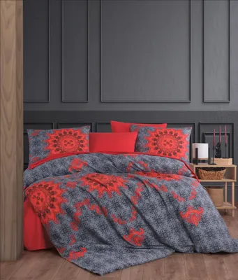 Produktbild von L'Essentiel Linge de Maison, Saltanat - Red, Bettbezug-Set für Super-King-Size-Betten (FR), Rot, 50 % BAUMWOLLE / 50 % POLYESTER, 260 x 220 cm