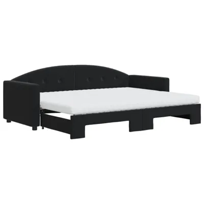 Produktbild von Tagesbett Ausziehbar mit Matratzen Schwarz 80x200 cm Samt